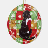 Chocolate Lab Christmas Santa Hat Snowflake Keramikornament (Links)