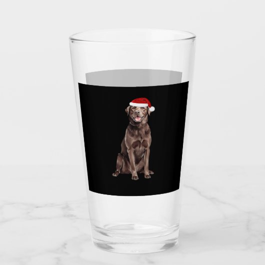 Chocolate Lab Christmas Tree Dog Puppy Watercolor  Glas (Vorderseite)
