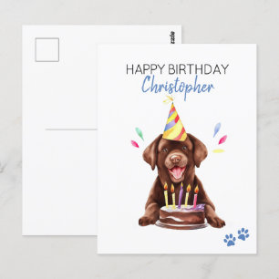 Chocolate Lab Hund Personalisiert Alles Gute zum G Postkarte