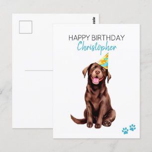 Chocolate Lab Hund Personalisiert Alles Gute zum G Postkarte
