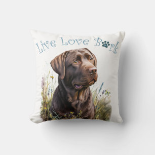 Chocolate-Lab-Hundemama Blumenmuster Kissen