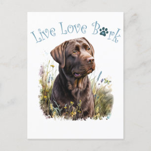 Chocolate-Lab-Hundemama Blumenmuster Postkarte