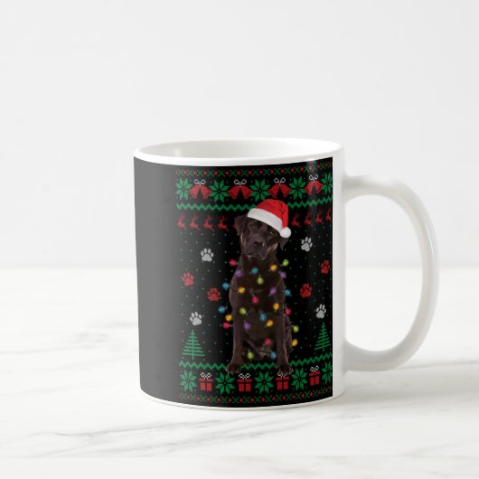 Chocolate Lab Labrador Christmas Lights Dog Ugly S Kaffeetasse (Rechts)
