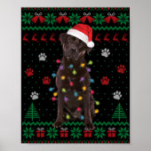Chocolate Lab Labrador Christmas Lights Dog Ugly S Poster (Vorne)