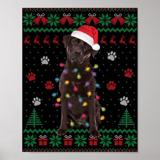 Chocolate Lab Labrador Christmas Lights Dog Ugly S Poster (Vorne)