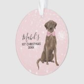 Chocolate Lab Labrador Retriever Holiday Christmas Ornament (Vorderseite)