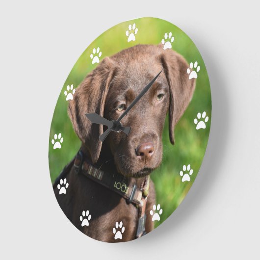 Chocolate Lab Puppy Dog Große Wanduhr (Winkel)