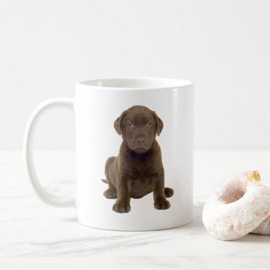 Chocolate-Lab-Welpe Kaffeetasse (Mit Donut)
