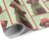 Chocolate-Lab-Wintermuster Geschenkpapier (Rolleneckpunkt)