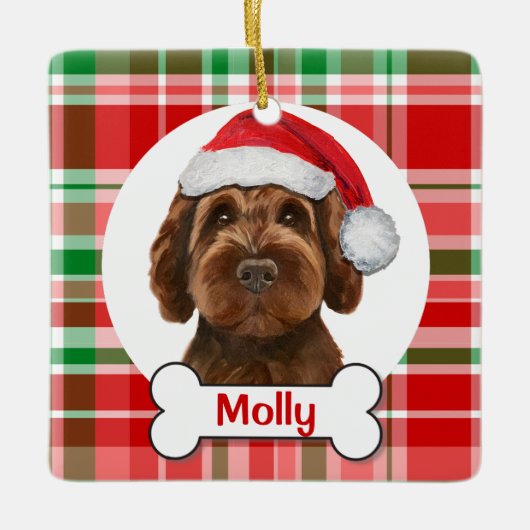 Chocolate Labradoodle / Chocolate Goldendoodle Keramikornament (Vorderseite)