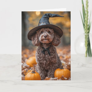 Chocolate Labradoodle Halloween Feiertagskarte