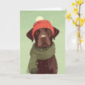 Chocolate Labradoodle Holiday Greeting Karte (Gelbe Blume)