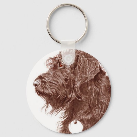 Chocolate Labradoodle Keychain Schlüsselanhänger (Vorderseite)