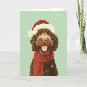 Chocolate Labradoodle-Weihnachtsgruß Karte