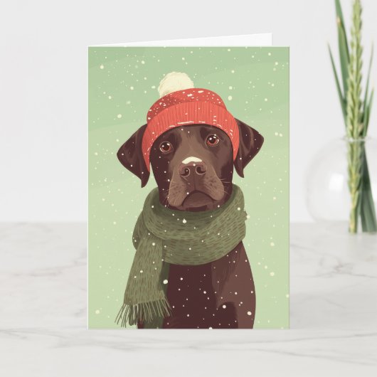 Chocolate Labradoodle-Weihnachtsgruß Karte (Vorderseite)