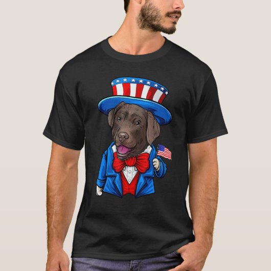 Chocolate-Labrador 4. Juli Labrador Retriever T-Shirt (Vorderseite)