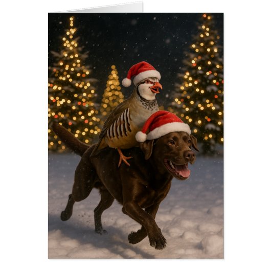 Chocolate Labrador and Partridge Christmas card (Vorne)