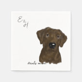Chocolate Labrador Aquarell Hochzeitscocktail Napk Serviette (Vorderseite)