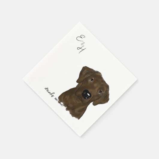 Chocolate Labrador Aquarell Hochzeitscocktail Napk Serviette (Ecke)