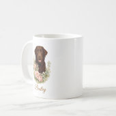 Chocolate-Labrador-Blumenporträt Kaffeetasse (Vorderseite Links)