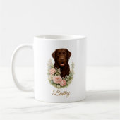 Chocolate-Labrador-Blumenporträt Kaffeetasse (Links)