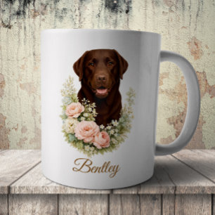 Chocolate-Labrador-Blumenporträt Kaffeetasse