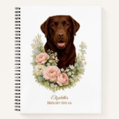 Chocolate-Labrador-Blumenporträt Notizblock (Vorderseite)