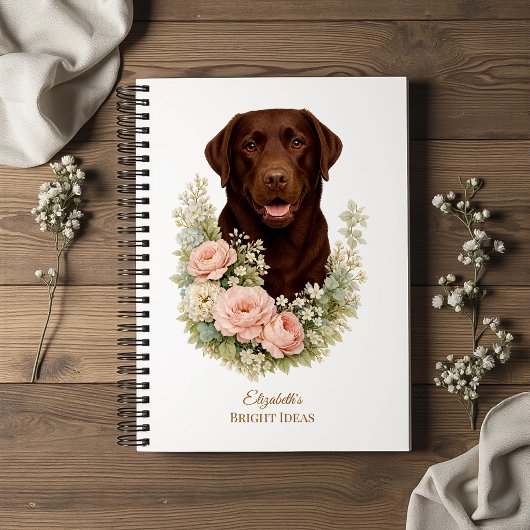 Chocolate-Labrador-Blumenporträt Notizblock