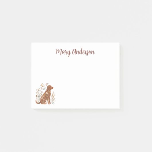 Chocolate Labrador Boho Floral Post-it Klebezettel (Vorderseite)