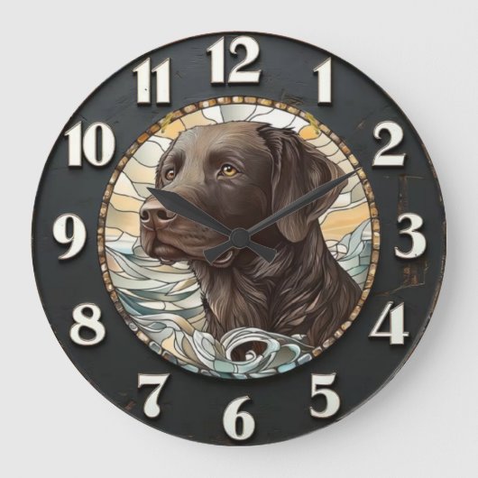 Chocolate Labrador Brown Labrador Große Wanduhr (Vorderseite)