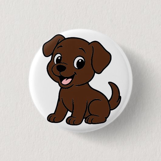 Chocolate-Labrador-Cartoon Button (Vorderseite)