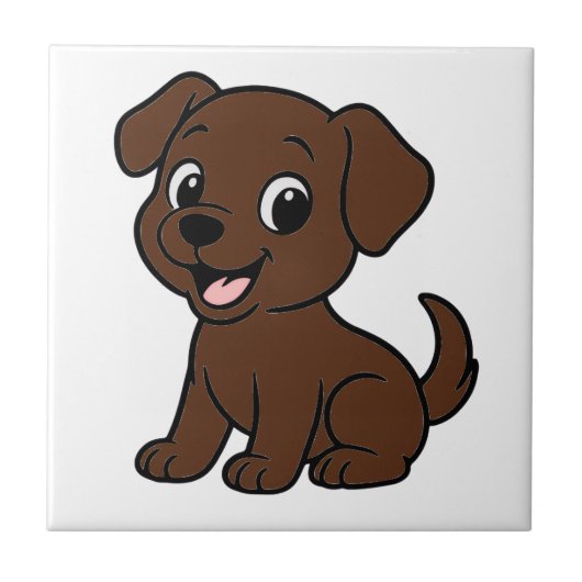 Chocolate-Labrador-Cartoon Fliese (Vorderseite)