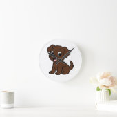 Chocolate-Labrador-Cartoon Runde Wanduhr (Zuhause)