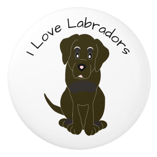 Chocolate Labrador Dog Design Keramikknauf (Vorderseite)