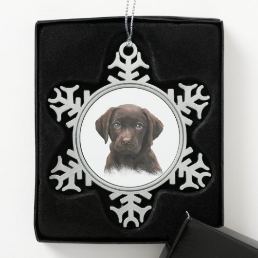 Chocolate Labrador Dog Schneeflocken Zinn-Ornament (Box)