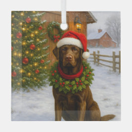 Chocolate-Labrador-Feiertagskarte Ornament Aus Glas