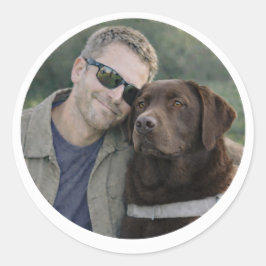 Chocolate Labrador Guide Dog Team Runder Aufkleber