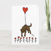 Chocolate Labrador Herzballon Danke Feiertagskarte (Vorderseite)