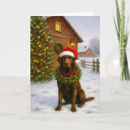 Chocolate Labrador Holiday Card Feiertagskarte