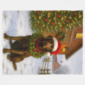 Chocolate Labrador Holiday Fleecedecke (Vorderseite (Horizontal))