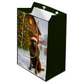 Chocolate Labrador Holiday  Mittlere Geschenktüte (Vorderseite Schrägansicht)