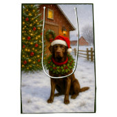 Chocolate Labrador Holiday  Mittlere Geschenktüte (Rückseite)