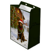 Chocolate Labrador Holiday  Mittlere Geschenktüte (Rückseite Schrägansicht)