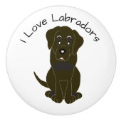 Chocolate-Labrador-Hund-Design Keramikknauf (Vorderseite)