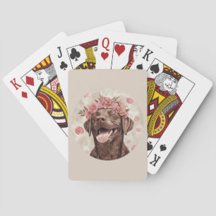 Chocolate Labrador Hund Rosa Fröhlich  Spielkarten