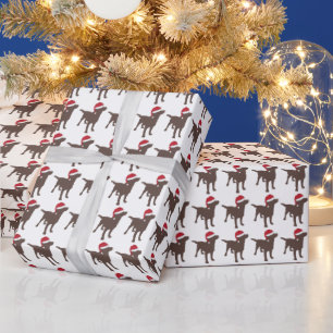 Chocolate Labrador im Santa-Hut Weihnachten Geschenkpapier
