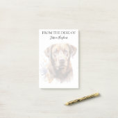 Chocolate-Labrador-Liebhaber monogrammierter Hund Post-it Klebezettel (Auf Schreibtisch)