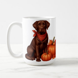 Chocolate Labrador mit rotem Bandana von Kürbissen Kaffeetasse