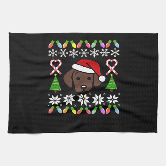 Chocolate Labrador Puppy Christmas Santa Oversized Geschirrtuch (Horizontal)
