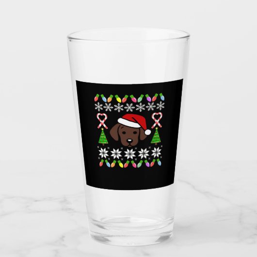 Chocolate Labrador Puppy Christmas Santa Oversized Glas (Vorderseite)